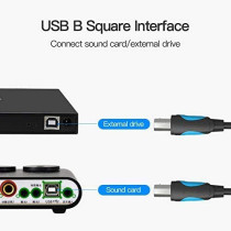 Vention USB 2.0 A MALE TO B MALE Printer cable @480Mbps Nickel Platted, double shielding (USB to B (Printer), 3 Meter)
