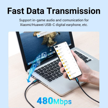 Vention USB 2.0 A Male to Female USB C OTG Adapter Transmission Speed @480Mbps 3A Converter (USB 2.0 A to C, Pack of 2)
