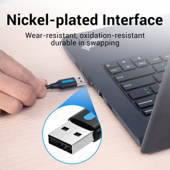 Vention USB 2.0 Nickel-Plated Cable support data transfer @480Mbps and charging @2A (USB 2.0 A Male to A Male, 1 Meter)