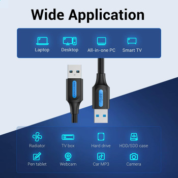Vention USB 3.0 5Gbps Fast Data Transfer Cable Compatible with Printer, USB Keyboard, Flash Drive, Hard Drive, Mouse (USB 3.0 A to A, 1 Meter)