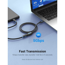 Vention USB 3.0 Fast Data Transfer Cable Compatible with Printer, USB Keyboard, Flash Drive, Hard Drive, Mouse (USB 3.0 Extension, 0.5 Meter)
