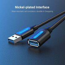 Vention USB 3.0 Fast Data Transfer Cable Compatible with Printer, USB Keyboard, Flash Drive, Hard Drive, Mouse (USB 3.0 Extension, 1.5 Meter)
