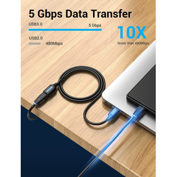 Vention USB 3.0 Fast Data Transfer Cable Compatible with Printer, USB Keyboard, Flash Drive, Hard Drive, Mouse (USB 3.0 Extension, 2 Meter)