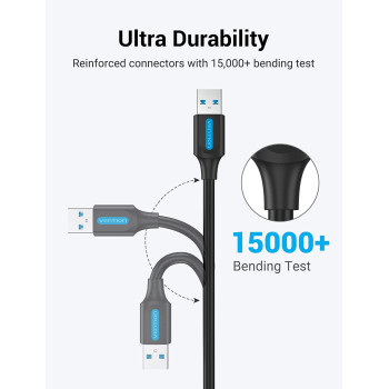Vention USB 3.0 Fast Data Transfer Cable Compatible with Printer, USB Keyboard, Flash Drive, Hard Drive, Mouse (USB 3.0 Extension, 2 Meter)