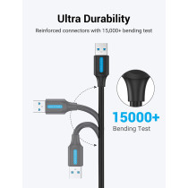Vention USB 3.0 Fast Data Transfer Cable Compatible with Printer, USB Keyboard, Flash Drive, Hard Drive, Mouse (USB 3.0 Extension, 2 Meter)
