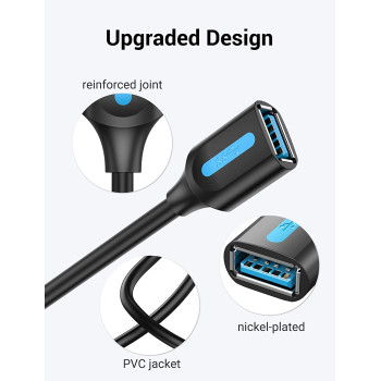 Vention USB 3.0 Fast Data Transfer Cable Compatible with Printer, USB Keyboard, Flash Drive, Hard Drive, Mouse (USB 3.0 Extension, 2 Meter)