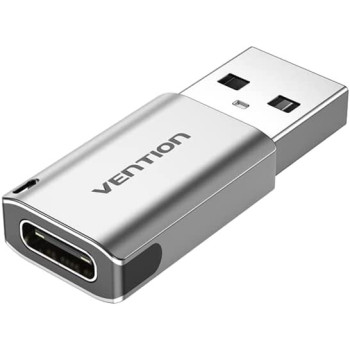 Vention USB 3.0 Male to USB-C Female Adapter Gray Aluminum Alloy Type 5Gbps 3A Converter