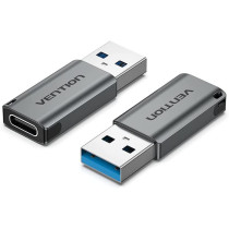 Vention USB 3.0 Male to USB-C Female OTG Adapter Gray Aluminum Alloy Type, Transmission rate @5Gbps, High Current @3A Converter Pack of 2