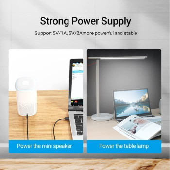 Vention USB A to DC 3.5 mm female Jack Charging Cable Connector 5V Power Supply Charger cable for USB HUB, TV box, table lamp, mini-speaker (USB to 5V DC 3.5mm, 1 Meter)