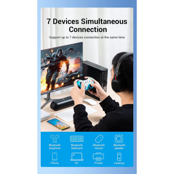 Vention USB Bluetooth 5.0 Adapter Black for Computers and Laptop support 7 devices simultaneously ( 1 year Warranty )