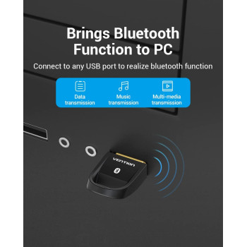 Vention USB Bluetooth 5.0 Adapter Black for Computers and Laptop support 7 devices simultaneously ( 1 year Warranty )