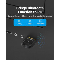 Vention USB Bluetooth 5.0 Adapter Black for Computers and Laptop support 7 devices simultaneously ( 1 year Warranty )