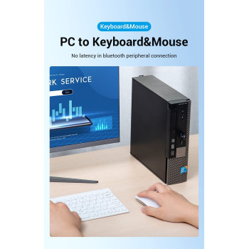 Vention USB Bluetooth 5.0 Adapter Black for Computers and Laptop support 7 devices simultaneously ( 1 year Warranty )