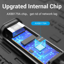 Vention USB C Ethernet Adapter, 1Gbps network Card LAN Adapter Connector, Gray Aluminum Alloy CFNHB (USB C to RJ45)
