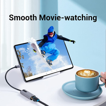 Vention USB C Ethernet Adapter, 1Gbps network Card LAN Adapter Connector, Gray Aluminum Alloy CFNHB (USB C to RJ45)