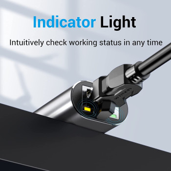 Vention USB C Ethernet Adapter, 1Gbps network Card LAN Adapter Connector, Gray Aluminum Alloy CFNHB (USB C to RJ45)