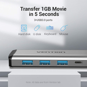Vention USB C Hub, USB-C Adapter for MacBook, Laptop, Galaxy S20+ ,iPad Pro, and More Type C Devices (9 in 1 - THAHB)