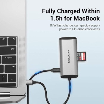 Vention USB C Hub, USB-C Adapter for MacBook, Laptop, Galaxy S20+ ,iPad Pro, and More Type C Devices (9 in 1 - THAHB)