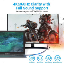 Vention USB C to HDMI Cable 4K@60Hz, Gold-plated connectors, aluminum casing, Cotton Braided HDCP 2.2 Compatible for iPad MacBook Pro/Air iMac Galaxy S20 Surface Book 2 TV and More (CRBB, 1.5 Meter)