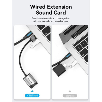 Vention USB Sound Card 3.5mm External usb adapter usb audio Adapter card With Mic USB To Jack 3.5 Converter For PS4 Laptop Computer Headphone Sound Card (CDKHB)