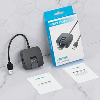 Vention USB3.0 Hub, 5Gbps Super Speed 4-Port USB 3.0 Hub Splitter, Portable USB 4 in 1 HUB 0.15M