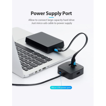 Vention USB3.0 Hub, 5Gbps Super Speed 4-Port USB 3.0 Hub Splitter, Portable USB 4 in 1 HUB 0.15M