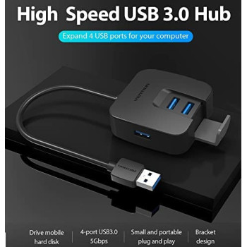 Vention USB3.0 Hub, 5Gbps Super Speed 4-Port USB 3.0 Hub Splitter, Portable USB 4 in 1 HUB 0.15M