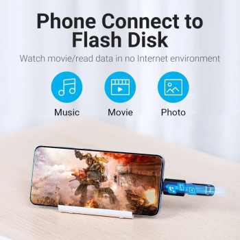 Vention USB-C Male to USB 2.0 A Female OTG Adapter Transmission Speed @480Mbps 3A Converter (USB 2.0 C to A, Pack of 1)