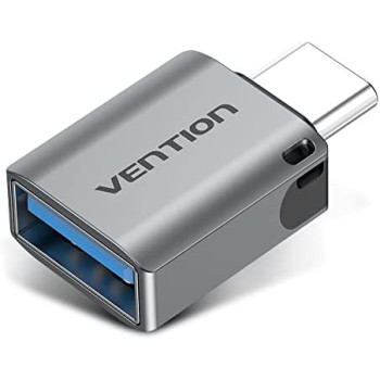 Vention USB-C Male to USB 3.0 Female OTG Adapter Gray Aluminum Alloy Type 5Gbps 3A Converter Compatible with iPad Pro MacBook Note20 Ultra S21+ Huawei P40 Xiaomi 11