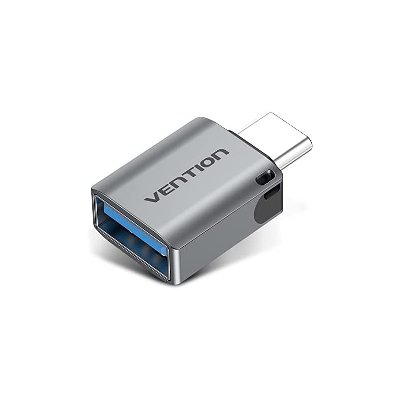 Vention USB-C Male to USB 3.0 Female OTG Adapter Gray Aluminum Alloy Type 5Gbps 3A Converter Compatible with iPad Pro MacBook Note20 Ultra S21+ Huawei P40 Xiaomi 11