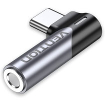 Vention USB-C to 3.5mm Audio Adapter 90deg right angle Audio in-line control OMTP CTIA for Xiaomi, Huawei (USB C to 3.5mm)