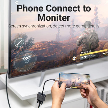 Vention USB-C to VGA Converter Aluminum Alloy HD 1080@60Hz Compatible with MacBook Pro, MacBook Air, iPad Pro, Pixelbook, XPS, Galaxy, and More Plug and Play TDFHB (USB C to VGA)