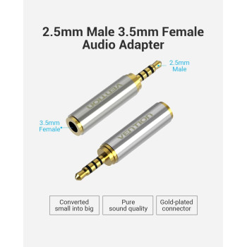 Vention VAB-S02 2.5mm male to 3.5mm female Audio Plug 4 poles Connector