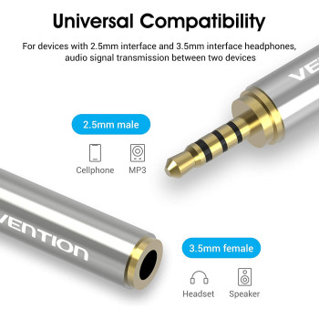 Vention VAB-S02 2.5mm male to 3.5mm female Audio Plug 4 poles Connector