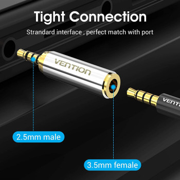 Vention VAB-S02 2.5mm male to 3.5mm female Audio Plug 4 poles Connector