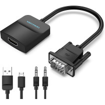 Vention VGA to HDMI Converter with Micro USB Female and Audio Port 0.15M supports resolutions up to 1920x1080@60Hz 1080p Full HD (ACNBB - VGA to HDMI)