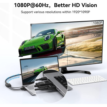 Vention VGA to HDMI Converter with Micro USB Female and Audio Port 0.15M supports resolutions up to 1920x1080@60Hz 1080p Full HD (ACNBB - VGA to HDMI)