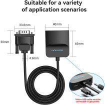 Vention VGA to HDMI Converter with Micro USB Female and Audio Port 0.15M supports resolutions up to 1920x1080@60Hz 1080p Full HD (ACNBB - VGA to HDMI)