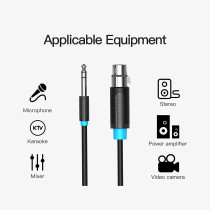 Vention XLR Audio Cable Tinned copper Conductor Nickel plated Interface Multiple Shield (6.5mm to XLR, 1 Meter)