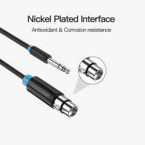 Vention XLR Audio Cable Tinned copper Conductor Nickel plated Interface Multiple Shield (6.5mm to XLR, 1.5 Meter)