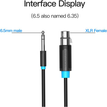 Vention XLR Audio Cable Tinned copper Conductor Nickel plated Interface Multiple Shield (6.5mm to XLR, 10 Meter)