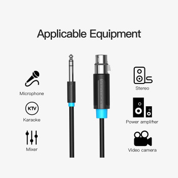 Vention XLR Audio Cable Tinned copper Conductor Nickel plated Interface Multiple Shield (6.5mm to XLR, 3 Meter)