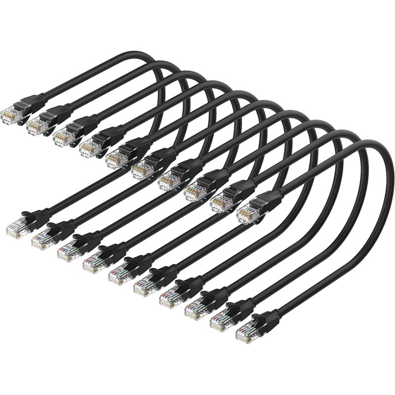 Vention Cat.6 UTP Patch Cable IBE series copper-clad Aluminum 1000Mpbs 250MHz Aluminum Foil PVC Jacket (0.5 M [X10], Cat.6 UTP, Black)