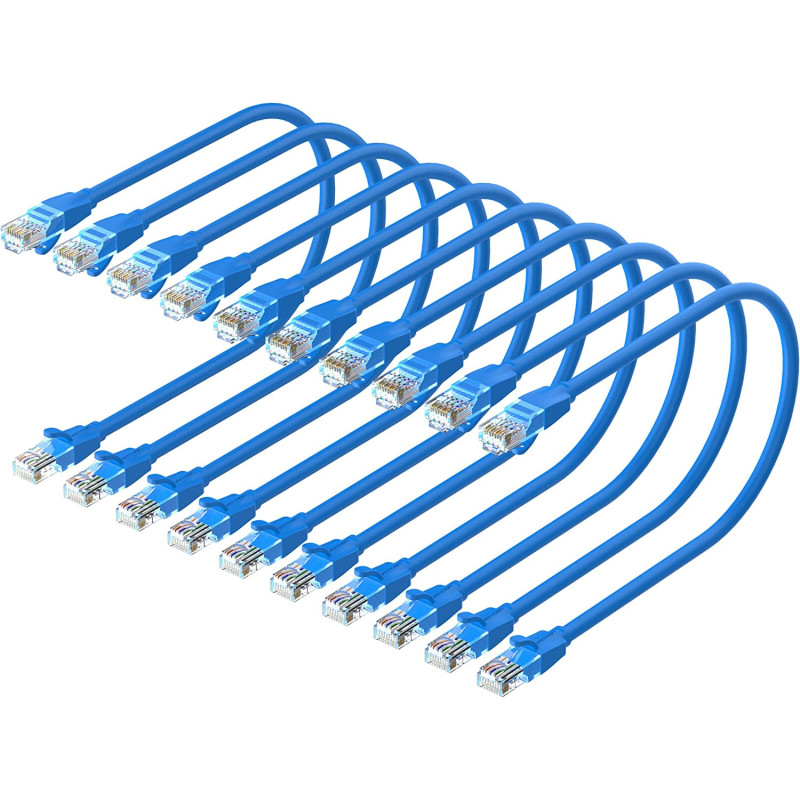 Vention Cat.6 UTP Patch Cable IBE series copper-clad Aluminum 1000Mpbs 250MHz Aluminum Foil PVC Jacket (0.5 M [X10], Cat.6 UTP, Blue)
