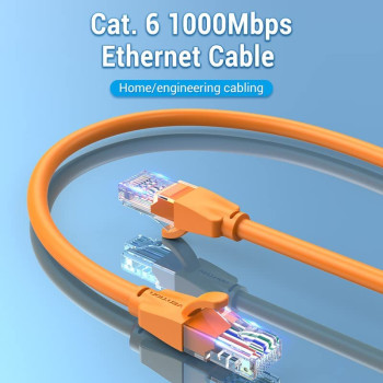 Vention Cat.6 UTP Patch Cable IBE series copper-clad Aluminum 1000Mpbs 250MHz Aluminum Foil PVC Jacket (1 M, Cat.6 UTP, Orange)