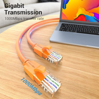 Vention Cat.6 UTP Patch Cable IBE series copper-clad Aluminum 1000Mpbs 250MHz Aluminum Foil PVC Jacket (1 M, Cat.6 UTP, Orange)