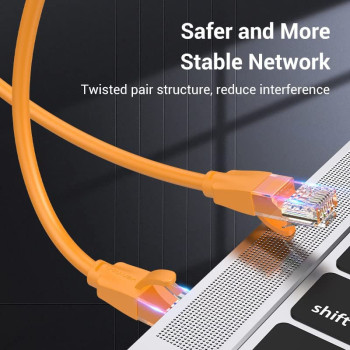 Vention Cat.6 UTP Patch Cable IBE series copper-clad Aluminum 1000Mpbs 250MHz Aluminum Foil PVC Jacket (1 M, Cat.6 UTP, Orange)
