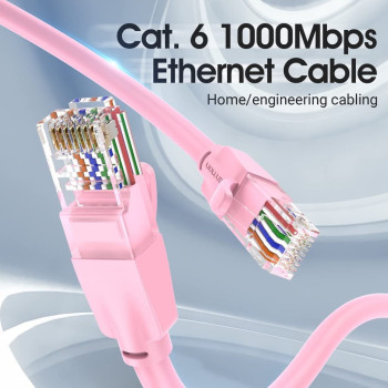 Vention Cat.6 UTP Patch Cable IBE series copper-clad Aluminum 1000Mpbs 250MHz Aluminum Foil PVC Jacket (1 M, Cat.6 UTP, Pink)