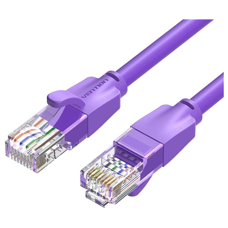 Vention Cat.6 UTP Patch Cable IBE series copper-clad Aluminum 1000Mpbs 250MHz Aluminum Foil PVC Jacket (1 M, Cat.6 UTP, Purple)