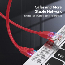 Vention Cat.6 UTP Patch Cable IBE series copper-clad Aluminum 1000Mpbs 250MHz Aluminum Foil PVC Jacket (1 M, Cat.6 UTP, Red)